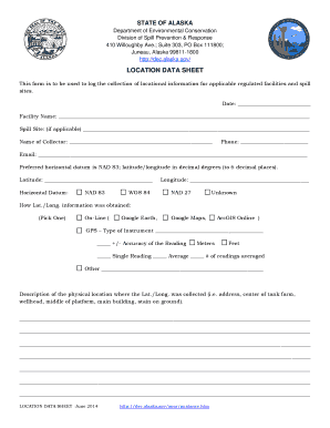 LOCATION DATA SHEET - Alaska DEC
