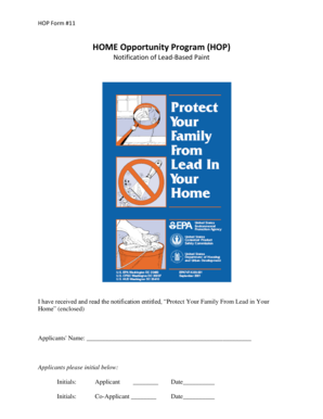 HOP Form 11 Notification of Lead-Based Paint