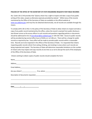 Alabama Public Records Request Form