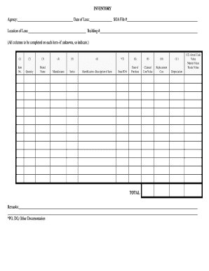 Inventory Loss Claim Form