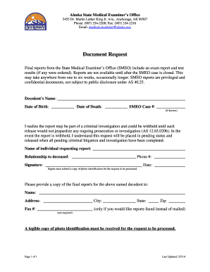 Alaska Medical Examiner Report Request Form