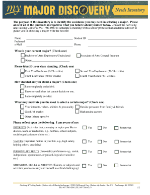Major Selection Inventory Form