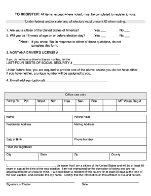 Montana Voter Registration Form