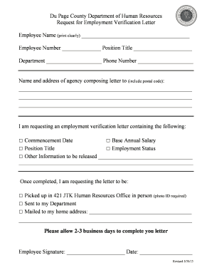 Request for Employment Verification Letter