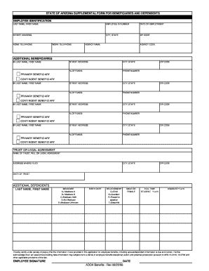 Arizona Supplemental Form for Beneficiaries and Dependents