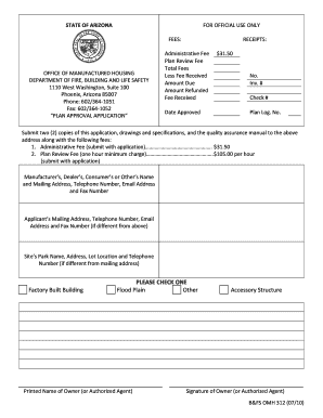 Arizona Plan Approval Application