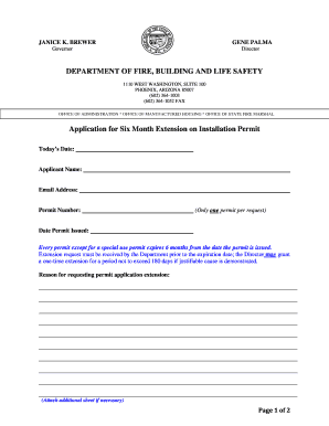 Arizona Six Month Extension on Installation Permit