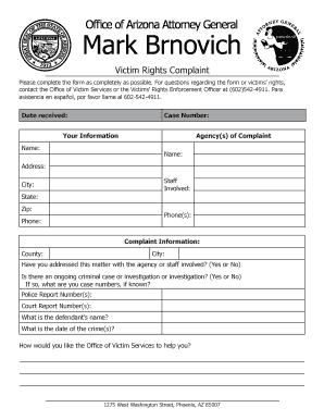 Arizona Victim Rights Complaint Form