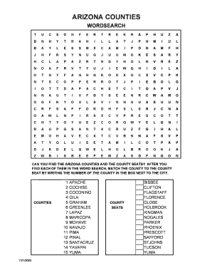 Arizona Counties Word Search