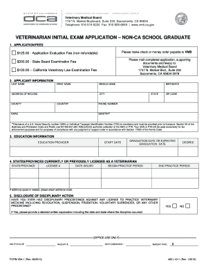 Veterinarian Initial Exam Application Non-CA School Graduate