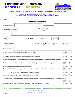 Arizona Interpreter License Renewal Application
