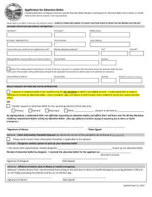 Montana Absentee Ballot Application
