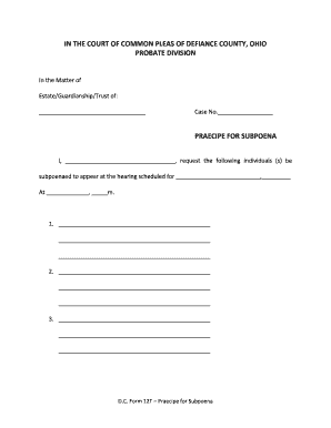 Praecipe for Subpoena