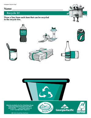 Kindergarten Recycling Activity Sheet