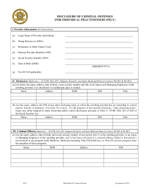 Disclosure of Criminal Offenses Form
