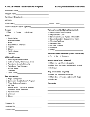 Batterer’s Intervention Program Participant Report