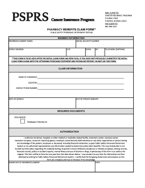 Pharmacy Benefits Claim Form