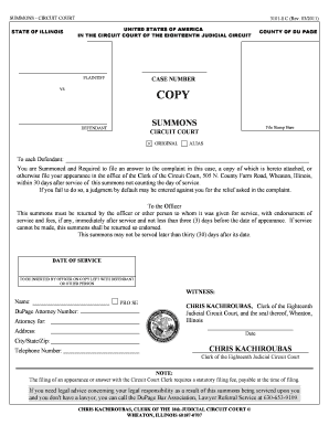 Illinois Circuit Court Summons
