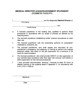 Medical Director Acknowledgement Statement