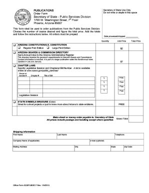 Arizona Secretary of State Publications Order Form