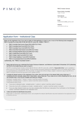 PIMCO Australia Institutional Class Application Form