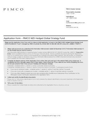 PIMCO NZD Hedged Global Strategy Fund Application Form