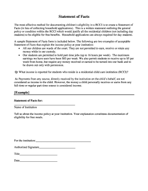 Statement of Facts for RCCI Eligibility