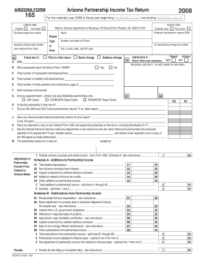 Arizona Partnership Income Tax Return