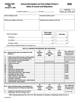 Arizona Nonresident Partner's Schedule K-1(NR)