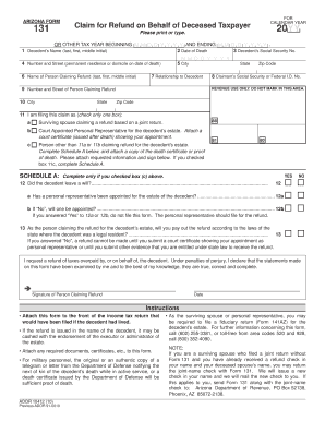 Arizona Claim for Refund on Behalf of Deceased Taxpayer