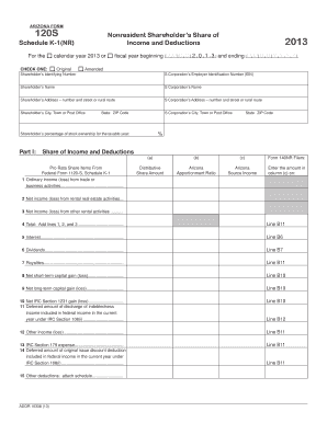 Arizona Form 120S Nonresident Shareholder’s Schedule K-1(NR)
