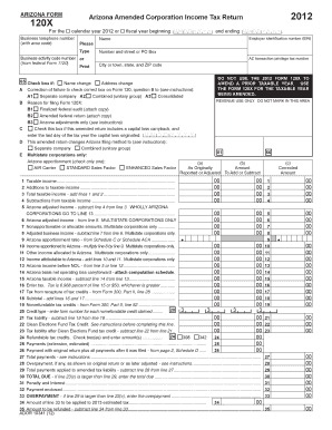 Arizona Amended Corporation Income Tax Return