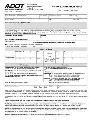 Arizona Vision Examination Report