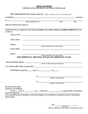 Nevada Fictitious Firm Name Certificate