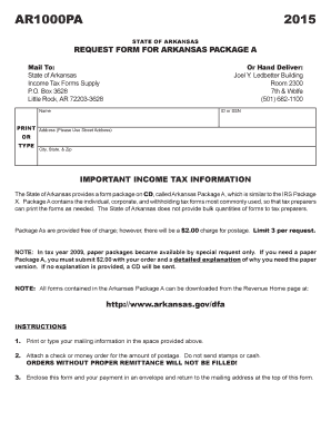 Arkansas Package A Request Form