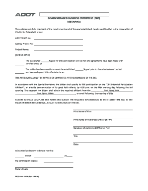 Disadvantaged Business Enterprise Assurance Form