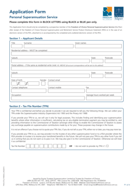 Freedom of Choice Personal Superannuation Application Form