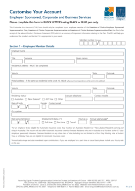Customise Your Account Form