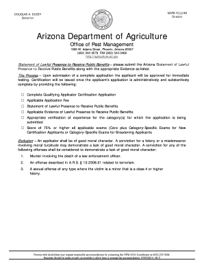 Arizona Qualified Applicator Certification Application