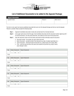 Additional Documents for Appeals Package