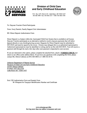 Arkansas Direct Deposit Authorization Form