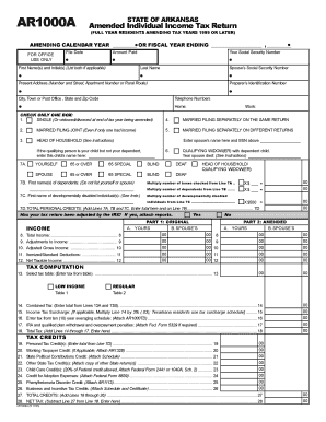 Arkansas Amended Individual Income Tax Return