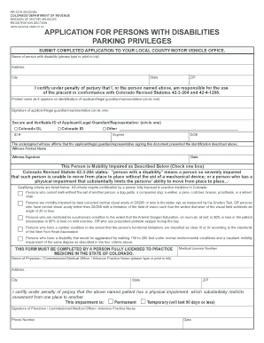 Colorado Disability Parking Privileges Application