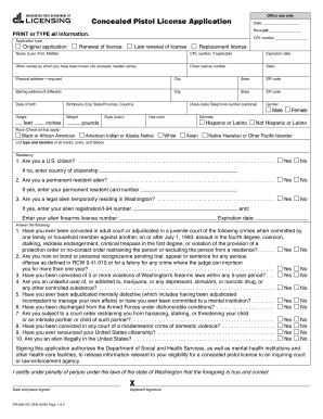 Washington Concealed Pistol License Application