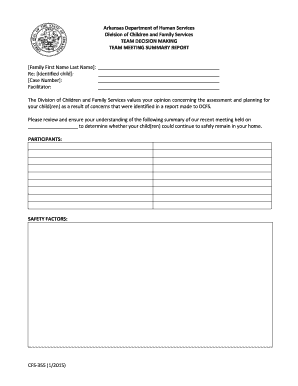 Arkansas Team Decision Making Meeting Summary Report
