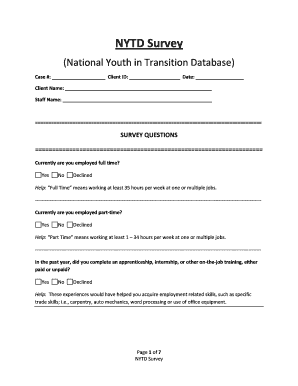 National Youth in Transition Database Survey
