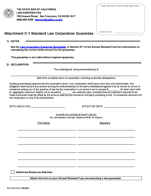 California Law Corporation Guarantee Application