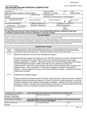 California Job Description and Position Classification Form