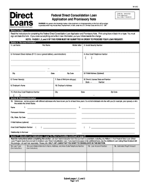 Federal Direct Consolidation Loan Application and Promissory Note