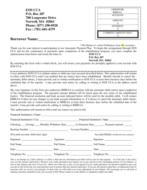 Loan Rehabilitation Program Authorization Form